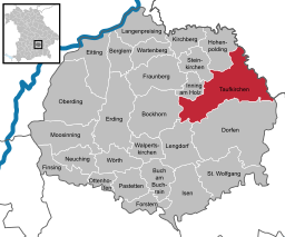 Läget för Taufkirchen (Vils) i Landkreis Erding