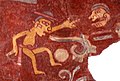 Ballplayer painting from the Tepantitla, Teotihuacan murals. Note the speech scroll issuing from the player's mouth.
