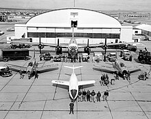 The NACA Test Force at the High-Speed Flight Station in Edwards, California. The white aircraft in the foreground is a Douglas Skyrocket. The NACA Test Force - GPN-2000-000083.jpg