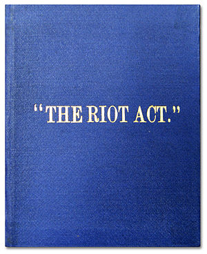 The cover of the British law The Riot Act from...