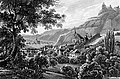 Traben-Trarbach und die Grevenburg an der Mosel (Karl Bodmer, 1841)