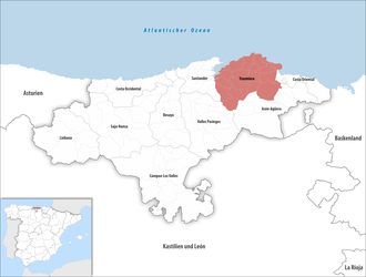 Die Lage der Comarca Trasmiera in der autonomen Gemeinschaft Kantabrien