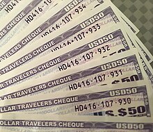 Traveller's cheques, a kind of insured cash money in form of a paper cheque, are sold to customers in sets having consecutive numbers - one of the very few type of items where consumers have access to "serialized" similar things. Travelers Cheques of 50 USD each issued by American Express, bought ca. 2012, showing incremental serial numbering.jpg