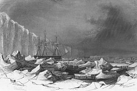 El USS Peacock en el hielo (1840)