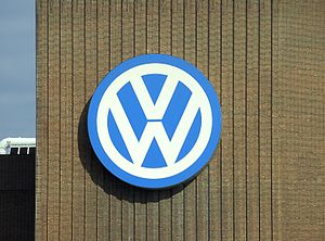 The Volkswagen logo on the power station of th...