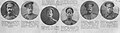 第一次世界大戦で戦死した英雄の戦死記事(左からゲオルギー・フラプノフ少尉、ドミトリー・ボビン中尉、ニコライ・エムクヴァリ中尉、パーヴェル・ドゥホヴェンスキー少尉、ピョートル・バラノフ普通中尉、ヴァシーリー・ベラヴィン一年志願兵)。(1915年9月20日)