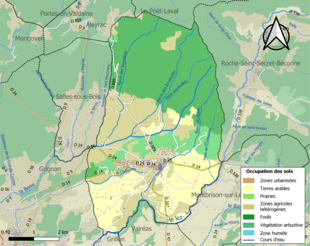 Carte en couleurs présentant l'occupation des sols.