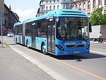 A Volvo 7900A Hybrid in Budapest on Line 5 operated by BKK 5-os busz (MYK-372).jpg