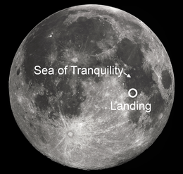 静かの基地は月面の静かの海南西に位置している