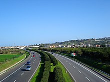 Autostrada A20 runs through the island of Sicily linking Palermo to Messina Autostrada A20 Torregrotta.jpg
