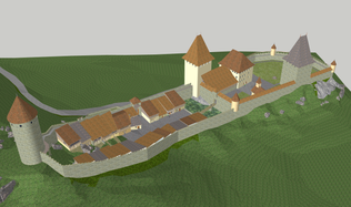 Modélisation 3D de l'ensemble bourg-château