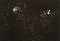 Bridge of Chaos, from Paradise Lost (1824–1827). Mezzotint, plate, 14.3 × 21 cm. Museum of Fine Arts, Houston