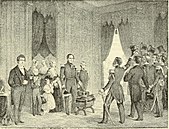 A depiction of Leopold I of Belgium's symbolic offer to resign the crown in 1848 Bruxelles a travers les ages (1884) (14740791186).jpg