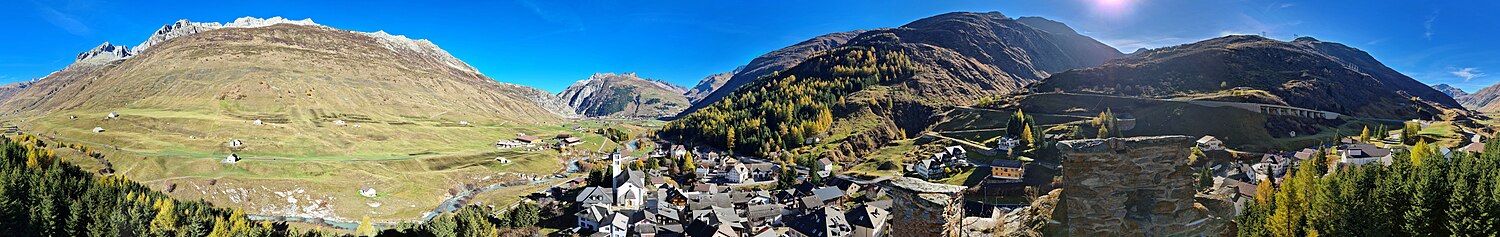 360° Panorama von der Burgruine Hospental