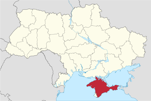Location of the Autonomous Republic of Crimea (red) in Ukraine (light yellow)