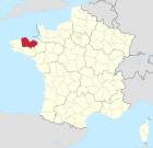 Lage des Departements Côtes-d’Armor Aodoù an Arvor in Frankreich
