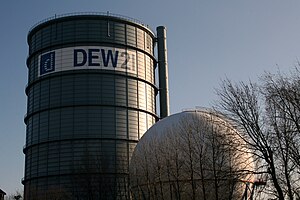 Logo auf dem DEW-Gasometer Dortmund