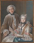 Портрет Франсуа де Жюльена и его жены Мари Элизабет де Сере де Рье. 1743. Бумага на холсте. Акварель, карандаш, пастель. Метрополитен-музей, Нью-Йорк