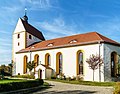 Dorfkirche Niederebersbach (mit Ausstattung), Kirchhof mit drei Grabmalen und Einfriedung