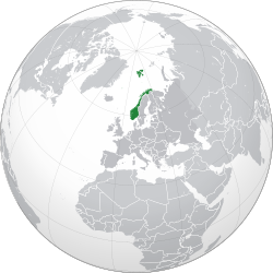 Map indicating locations of Bután and Noruega