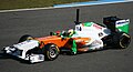 Paul di Resta testando o modelo VJM04 em Jerez de la Frontera em 2011.