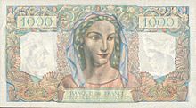 1 000 francs Minerve et Hercule, Face verso