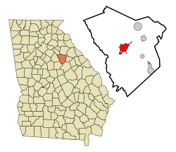 Location in Greene County and the state of Georgia