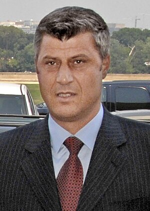 Kosovar Prime Minister Hashim Thaci goes throu...