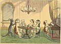Chats prenant le thé ; miss Paulina chantant, gravure sur bois de Harrison Weir, 1851.