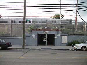 Hollis LIRR Station; 99th Avenue and 193rd Street entrance.JPG