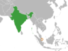 Location map for India and Singapore.