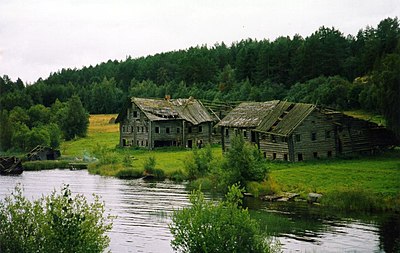 Oude huizen in Karelië