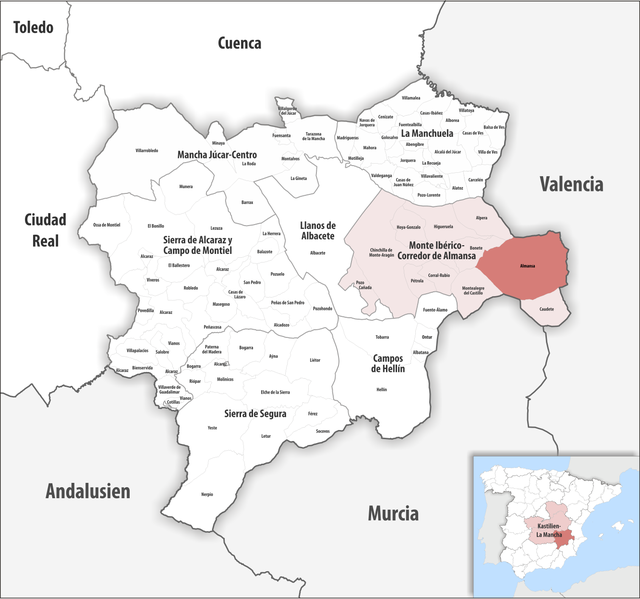 Kommunens läge i provinsen Albacete