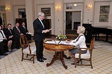 Kevin Rudd being sworn in by Governor-General Quentin Bryce as Prime Minister of Australia on 27 June 2013 Kevin Rudd being sworn in as Prime Minister on 27 June 2013.jpg