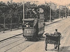 Motrice à impériale ouverte du tramway de Dunkerque, vers 1902