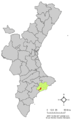 Розташування муніципалітету Орчета у автономній спільноті Валенсія