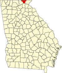 タウンズ郡の位置を示したジョージア州の地図