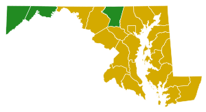 Election results by county.
Hillary Clinton
Bernie Sanders Maryland Democratic Presidential Primary Election Results by County, 2016.svg