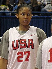 Moore playing for the USA Select team against the USA national team. Maya Moore White Team.jpg