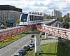 A Moscow Monorail train arriving at Telecentre station in 2009