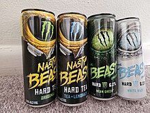 Four cans of Monster Beast alcoholic drinks