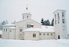 Valamon luostarin pääkirkko talvella.