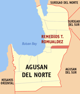 Remedios T. Romualdez na Agusan do Norte Coordenadas : 9°3'N, 125°35'E