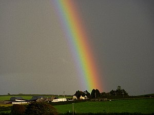 English: Pot of Gold Rainbow over Hazelgrove Farm