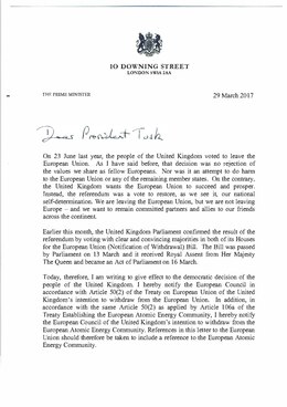 Letter from Theresa May invoking Article 50 Prime Minister's letter to Donald Tusk triggering Article 50.pdf