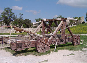 Replica catapult at Château des Baux, France