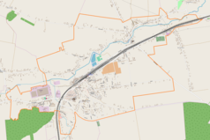 Mapa konturowa Sędziszowa, blisko centrum na prawo u góry znajduje się punkt z opisem „Sędziszów LHS”