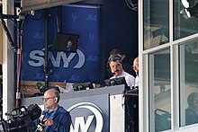 Announcers Gary Cohen and Keith Hernandez in the SNY broadcast booth at Citi Field in 2019. SNY Broadcast Booth, May 2, 2019.jpg