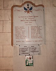 Plaque hommage aux soldats de 14-18.