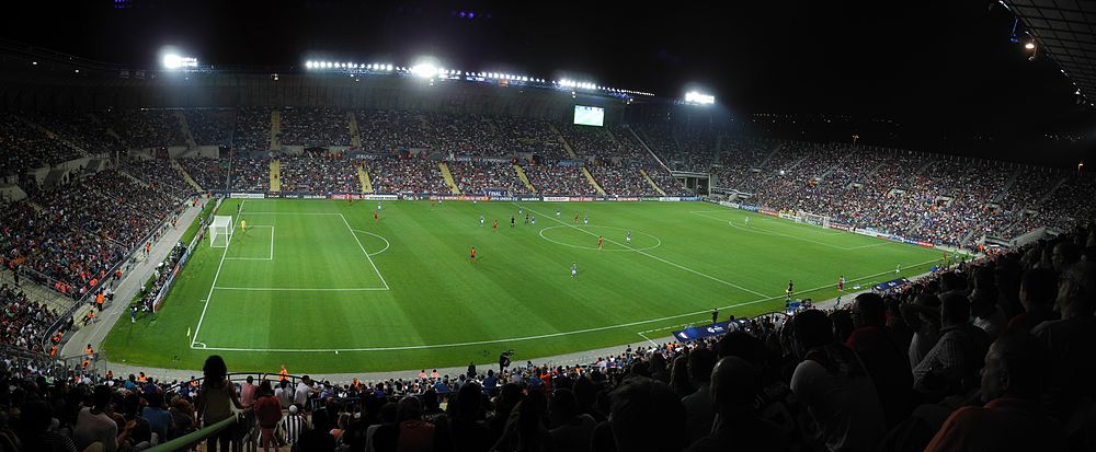 אצטדיון טדי במהלך משחק הגמר בין ספרד לאיטליה